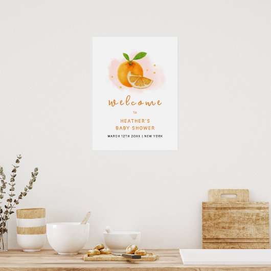 Minimalistische Sweet Orange Citrus Baby Dusche Wi Poster (Küche)