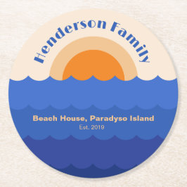 Minimalistische Szene des Sonnenuntergangs im Ozea Runder Pappuntersetzer