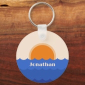 Minimalistische Szene des Sonnenuntergangs im Ozea Schlüsselanhänger (Vorderseite)