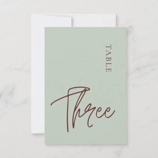 Minimalistische Tabelle Drei Tischnummern (Rückseite)