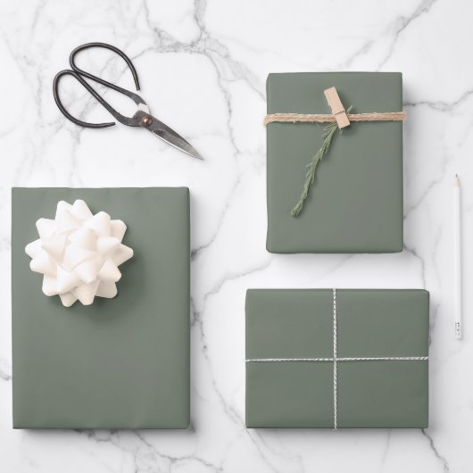 Minimalistische Tanne Spruce Green solide schlicht Geschenkpapier Set (Vorderseite)