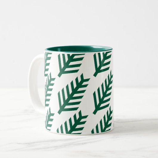 Minimalistische Tasse mit grünem Leaf-Muster - Öko (Vorderseite Links)