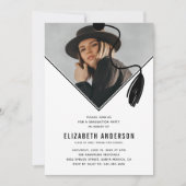 Minimalistische Tassel Cap Foto Graduation Party Einladung (Vorderseite)