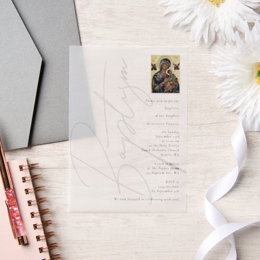 Minimalistische Taufe Christi griechisch-orthodox Pergament Einladungen (Hochzeit)