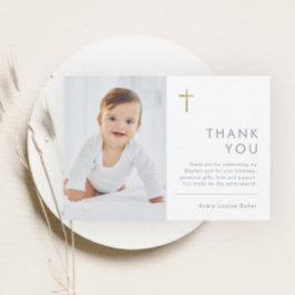 Minimalistische Taufe des modernen Fotos Dankeskarte