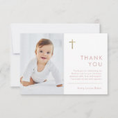 Minimalistische Taufe des modernen Fotos Dankeskarte (Vorderseite)