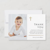Minimalistische Taufe des modernen Fotos Dankeskarte (Vorderseite)