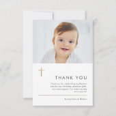 Minimalistische Taufe des modernen Goldkreuzkreuze Dankeskarte (Vorderseite)