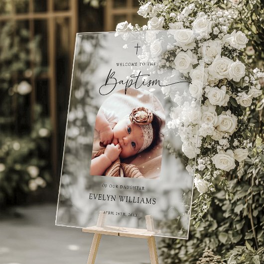 Minimalistische Taufe Foto Arch Willkommen Akrylli Acrylschild