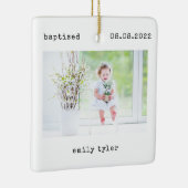 Minimalistische Taufe Foto Keepake Keramikornament (Rechts)