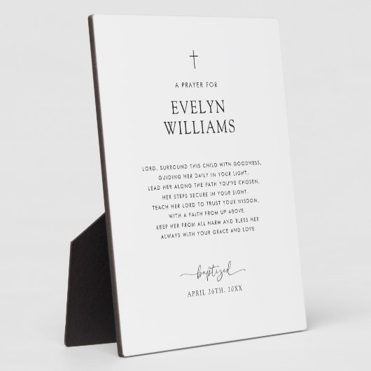 Minimalistische Taufe Gebet Personalisierte Tablet Fotoplatte (Seite)