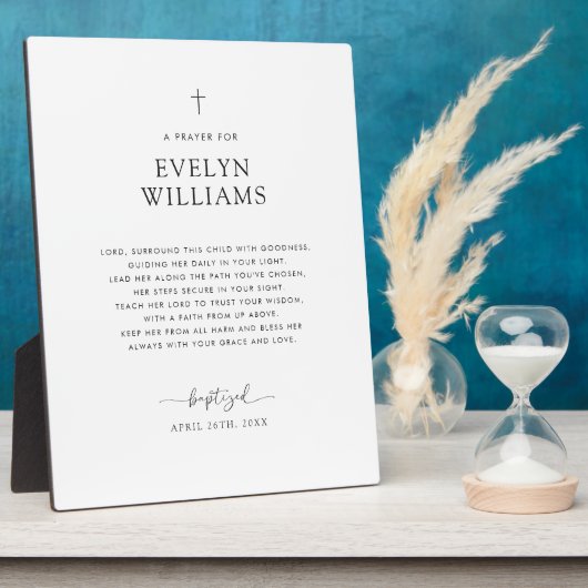 Minimalistische Taufe Gebet Personalisierte Tablet Fotoplatte (Seite)