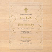 Minimalistische Taufe Spanisch Acryleinladungen (Vorderseite)