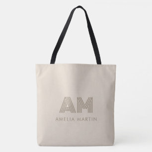 Minimalistische Taupe-Beige-Geometrie mit individu Tasche