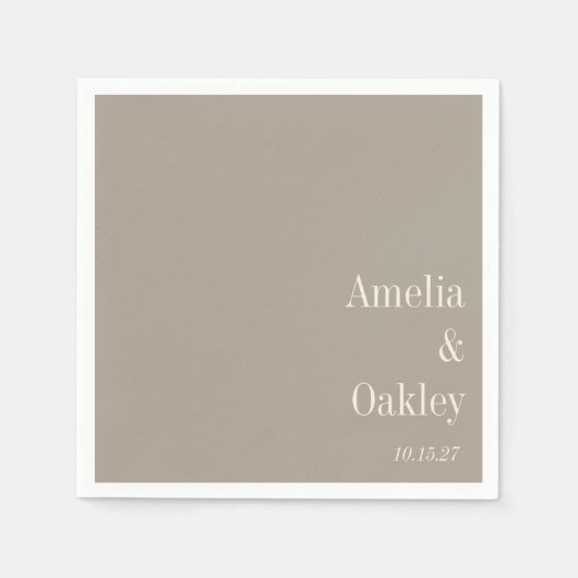 Minimalistische Taupe Brown Elegante Hochzeit Cust Serviette (Vorderseite)