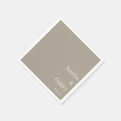 Minimalistische Taupe Brown Elegante Hochzeit Cust Serviette (Ecke)