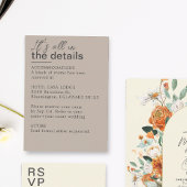 Minimalistische Taupe-Hochzeitdetails Begleitkarte