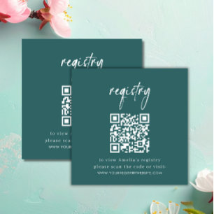 Minimalistische Teal-Baby-Shower-Geschenkeliste QR Begleitkarte