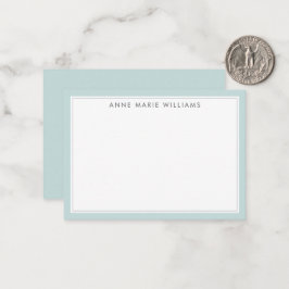 Minimalistische Teal-Zwei-Rahmen-Namens-Notizkarte Mitteilungskarte