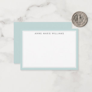 Minimalistische Teal-Zwei-Rahmen-Namens-Notizkarte Mitteilungskarte