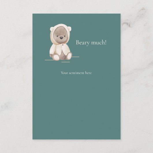 Minimalistische Teddy Bear Baby Dusche Vielen Dank Dankeskarte (Rückseite)