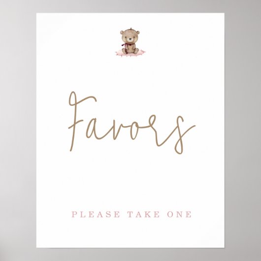 Minimalistische Teddy Bear Baby Duschfavoriten Poster (Vorne)