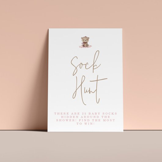 Minimalistische Teddy Bear Baby Shocksocke Hunt Poster