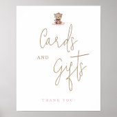 Minimalistische Teddy Bear Babyduschkarten und Ges Poster (Vorne)