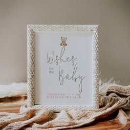 Minimalistische Teddybär-Baby-Party-Wünsche fürs B Poster