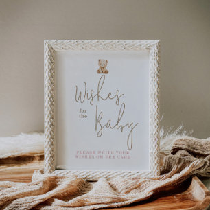 Minimalistische Teddybär-Baby-Party-Wünsche fürs B Poster