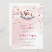 Minimalistische Teddybär-Wolke, neun Babydusche Einladung (Vorne/Hinten)