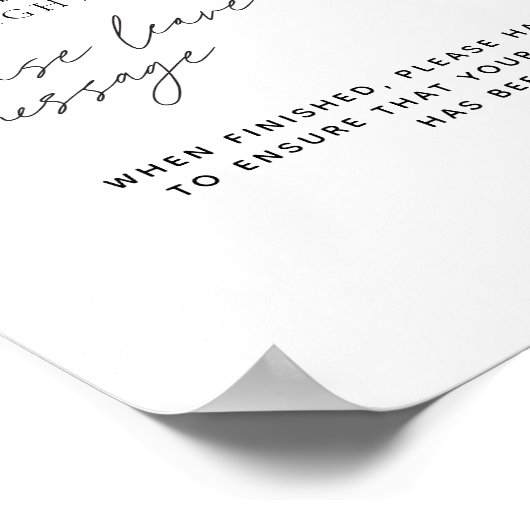 Minimalistische Telefonnachrichten-Audio-Gästebuch Poster (Ecke)