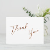 Minimalistische Terra Cotta & White Simple Wedding Dankeskarte (Stehend Vorderseite)