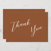 Minimalistische Terra Cotta & White Simple Wedding Dankeskarte (Vorne/Hinten)