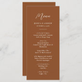 Minimalistische Terra Cotta & White Simple Wedding Menükarte (Vorne/Hinten)