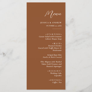 Minimalistische Terra Cotta & White Simple Wedding Menükarte