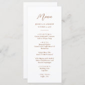 Minimalistische Terra Cotta & White Simple Wedding Menükarte (Vorne/Hinten)