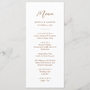 Minimalistische Terra Cotta & White Simple Wedding Menükarte