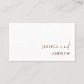 Minimalistische Terra Cotta & White Simple Wedding Platzkarte (Rückseite)