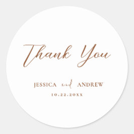 Minimalistische Terra Cotta & White Simple Wedding Runder Aufkleber