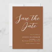 Minimalistische Terra Cotta & White Simple Wedding Save The Date (Vorderseite)