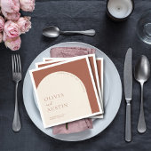 Minimalistische Terracotta Arch Cheers Script Wedd Serviette