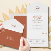 Minimalistische Terracotta auf einer Hochzeit All In One Einladung