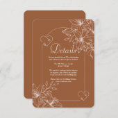 Minimalistische Terracotta boho Burnt Orange Hochz Begleitkarte (Vorne/Hinten)
