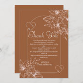 Minimalistische Terracotta boho Burnt Orange Hochz Dankeskarte (Vorne/Hinten)