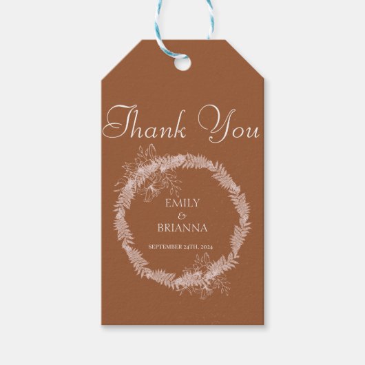 Minimalistische Terracotta boho Burnt Orange Hochz Geschenkanhänger (Vorderseite)