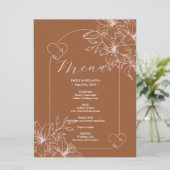 Minimalistische Terracotta boho Burnt Orange Hochz Menükarte (Stehend Vorderseite)