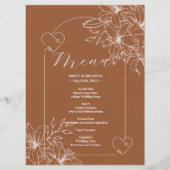 Minimalistische Terracotta boho Burnt Orange Hochz Menükarte (Vorderseite)