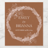 Minimalistische Terracotta boho Burnt Orange Hochz Weinetikett (Einzelnes Label)