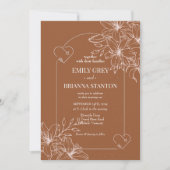 Minimalistische Terracotta boho Burnt Orange Weddi Einladung (Vorderseite)
